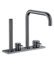 Two-handle deck bath/shower mixer